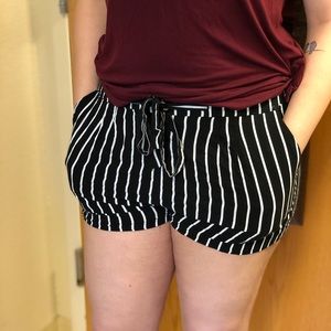 Black and white cotton shorts